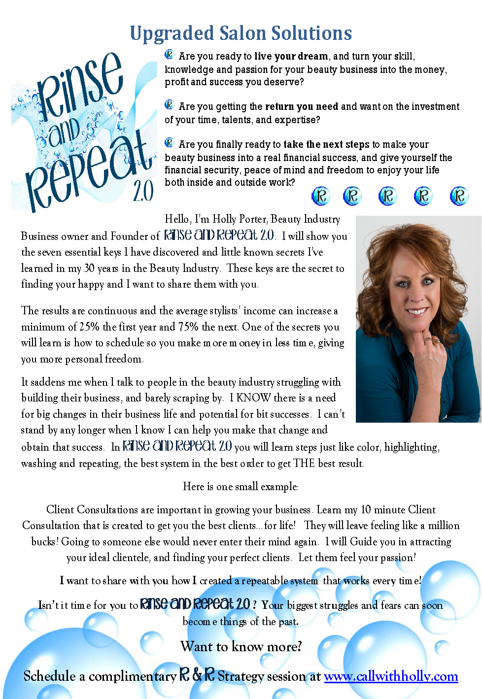 Coaching flier design for Rinse and Repeat 2.0 by Beauty and the Geek Digital Design