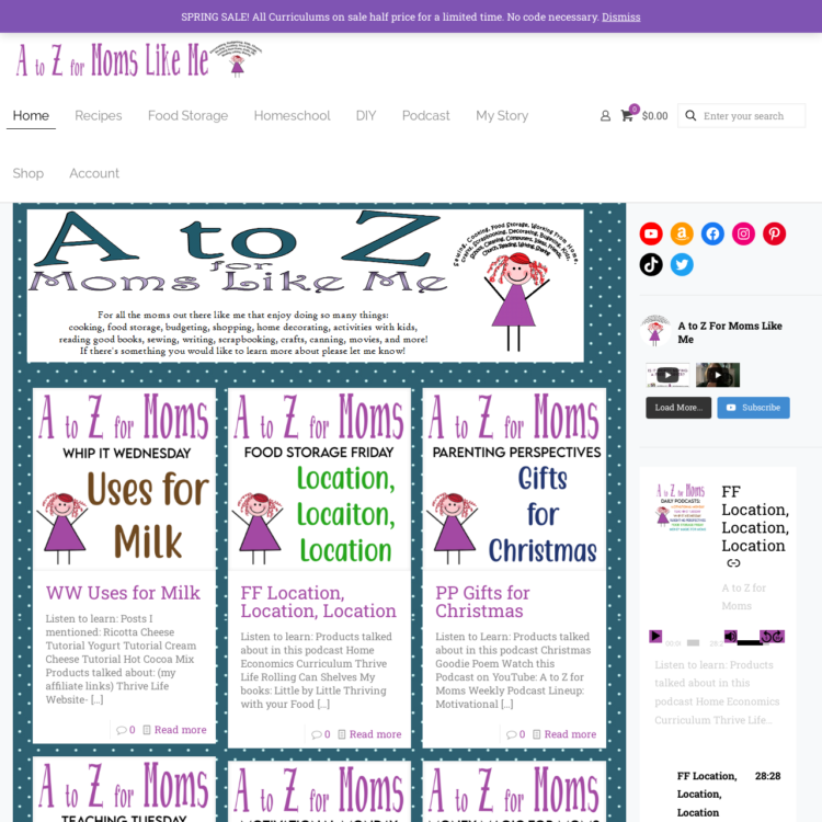 Website design for A to Z for Moms Like Me by Beauty and the Geek Digital Design