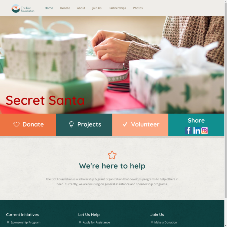 Website design for The Dot Fund (non-profit) by Beauty and the Geek Digital Design