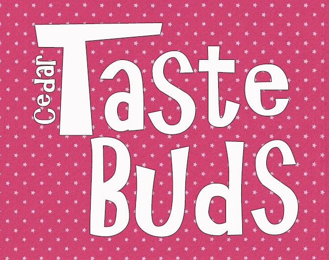 Cedar Taste Buds logo on a pink star background, designed by Beauty and the Geek Digital Design